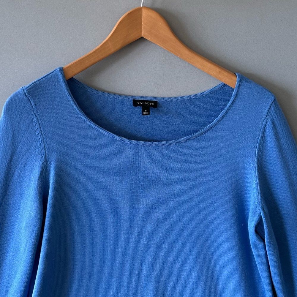 Talbots Blue Ruffle Sleeve Blouse - Picture 4 of 7